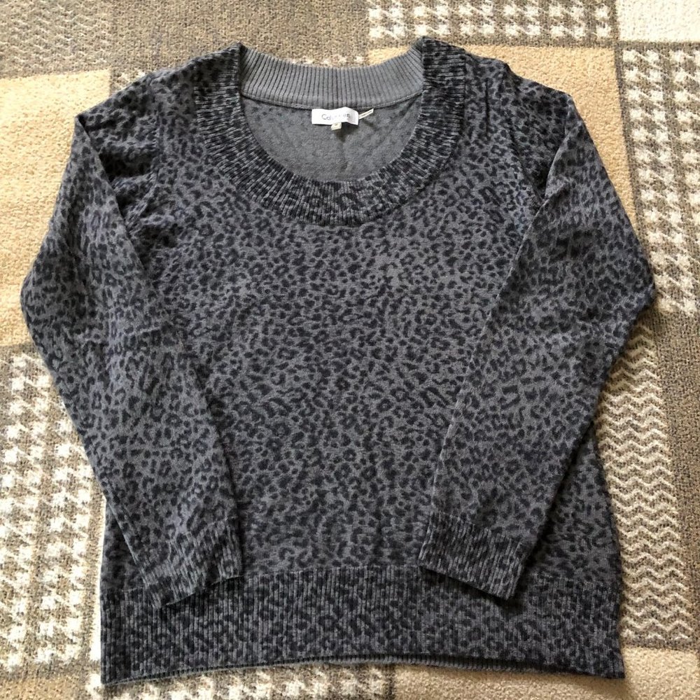 Calvin Klein Scoop Neck Leopard Print Sweater